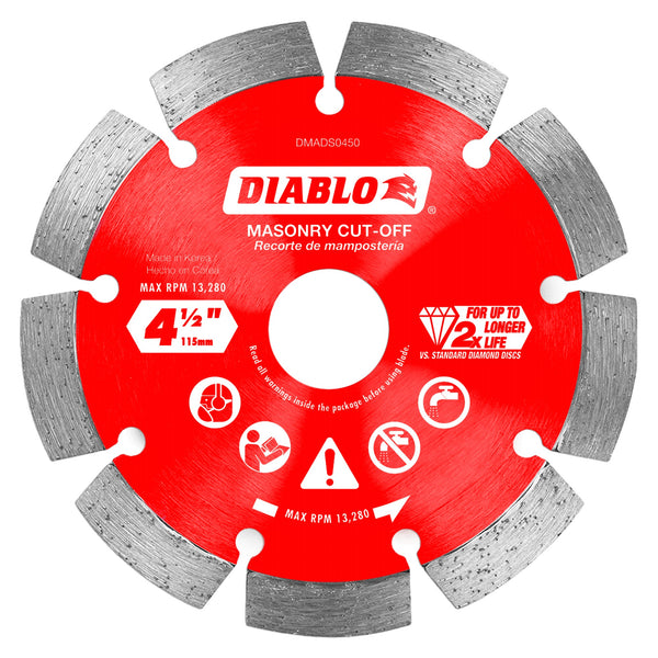Diablo DMADS0450 4-1/2 in. Diamond Segmented Cut-Off Discs for Masonry, 1/Box