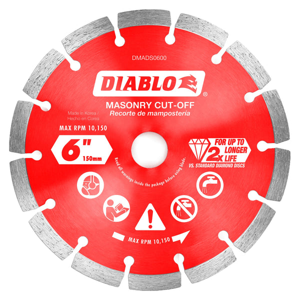 Diablo DMADS0600 6 in. Diamond Segmented Cut-Off Discs for Masonry, 1/Box