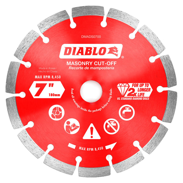 Diablo DMADS0700 7 in. Diamond Segmented Cut-Off Discs for Masonry, 1/Box