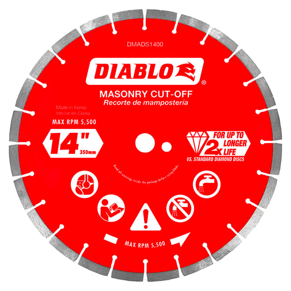 Diablo DMADS1400 14 in. Diamond Segmented Cut-Off Discs for Masonry, 1/Box