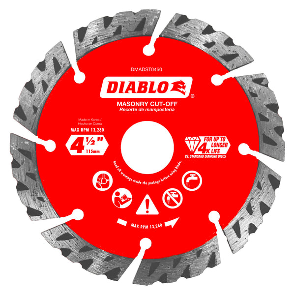 Diablo DMADST0450 4-1/2 in. Diamond Segmented Turbo Cut-Off Discs for Masonry, 1/Box