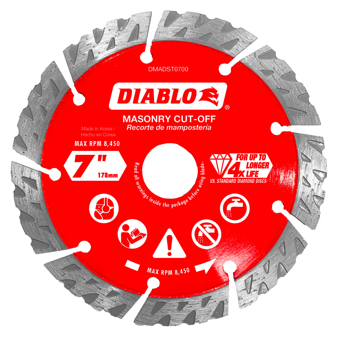 Diablo DMADST0700 5 in. Diamond Segmented Cut-Off Discs for Masonry, 1/Box