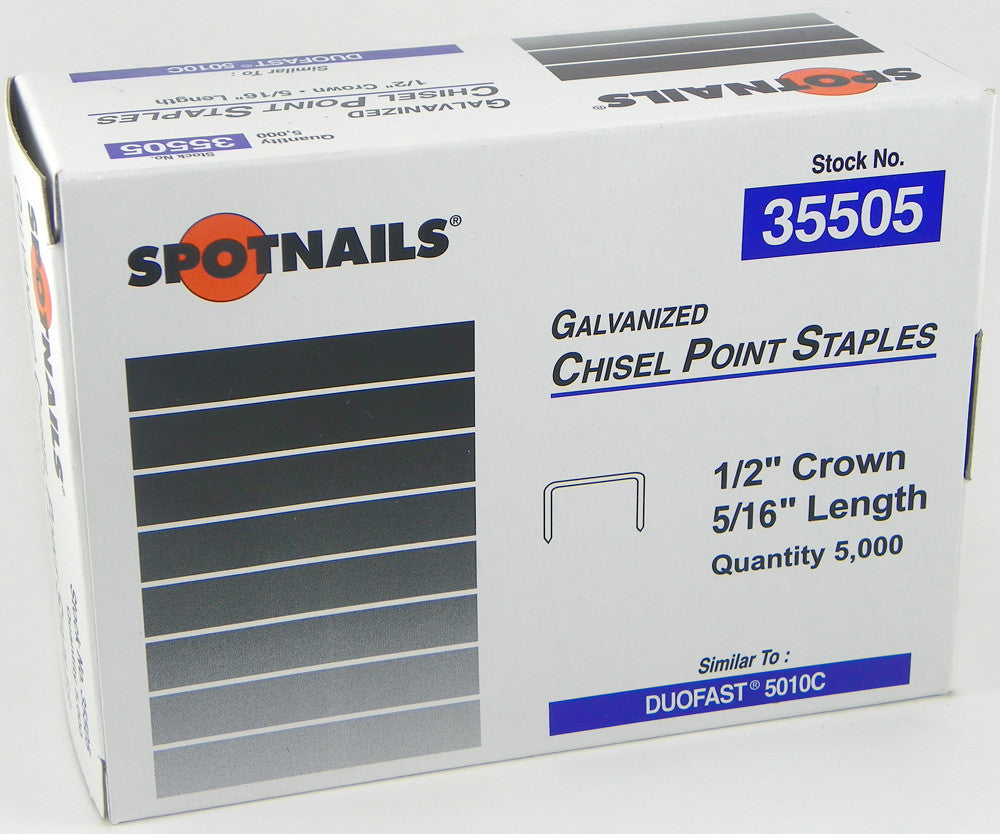 Spotnails 35505 5/16x1/2 20-Gauge Galvanized Steel Staples, 5,000/Box