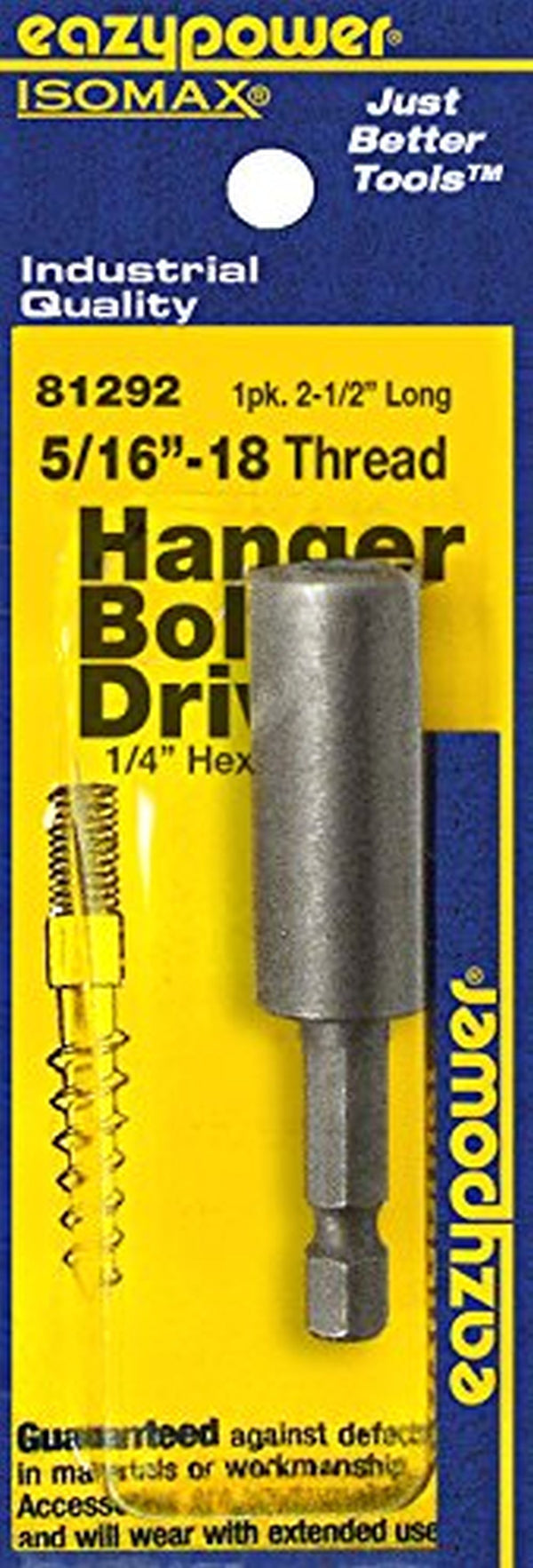 EazyPower 81292 5/16 in.-18 Thread Hanger Bolt Driver, 1/Box