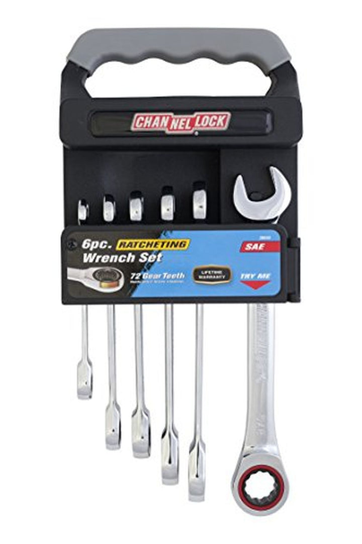 Channellock 38040 Chrome/Nickel Finish Steel Ratcheting Wrench, 6 Piece Set