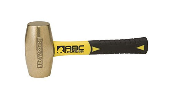 ABC Hammer ABC5BFS 5 lb. Brass Hammer with 8 in. Fiberglass Handle