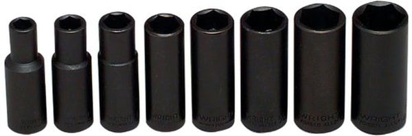 Wright Tool 314 3/8 in. Drive 6 Point Black Oxide Alloy Steel Deep Impact Socket Set, 8 Piece Set
