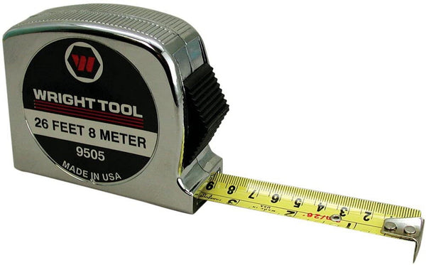 Wright Tool 9505 1 in. x 26 ft/8 m Steel Tape Measure