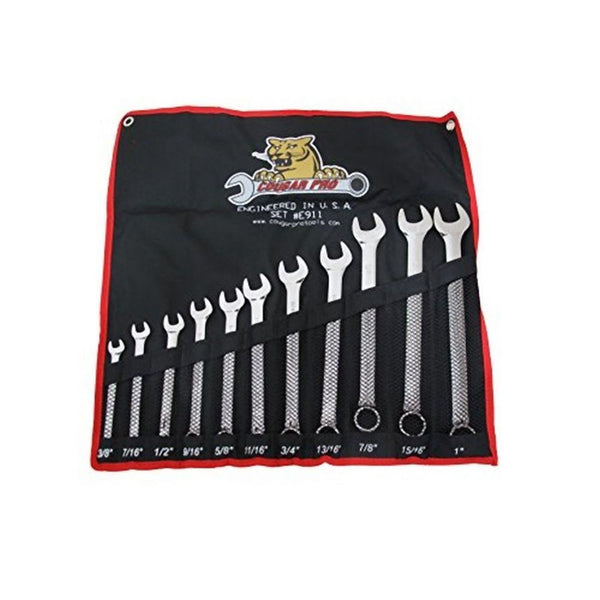 Cougar Pro E911 12 Point Full Polish Alloy Steel Combination Wrench, 11 Piece Set