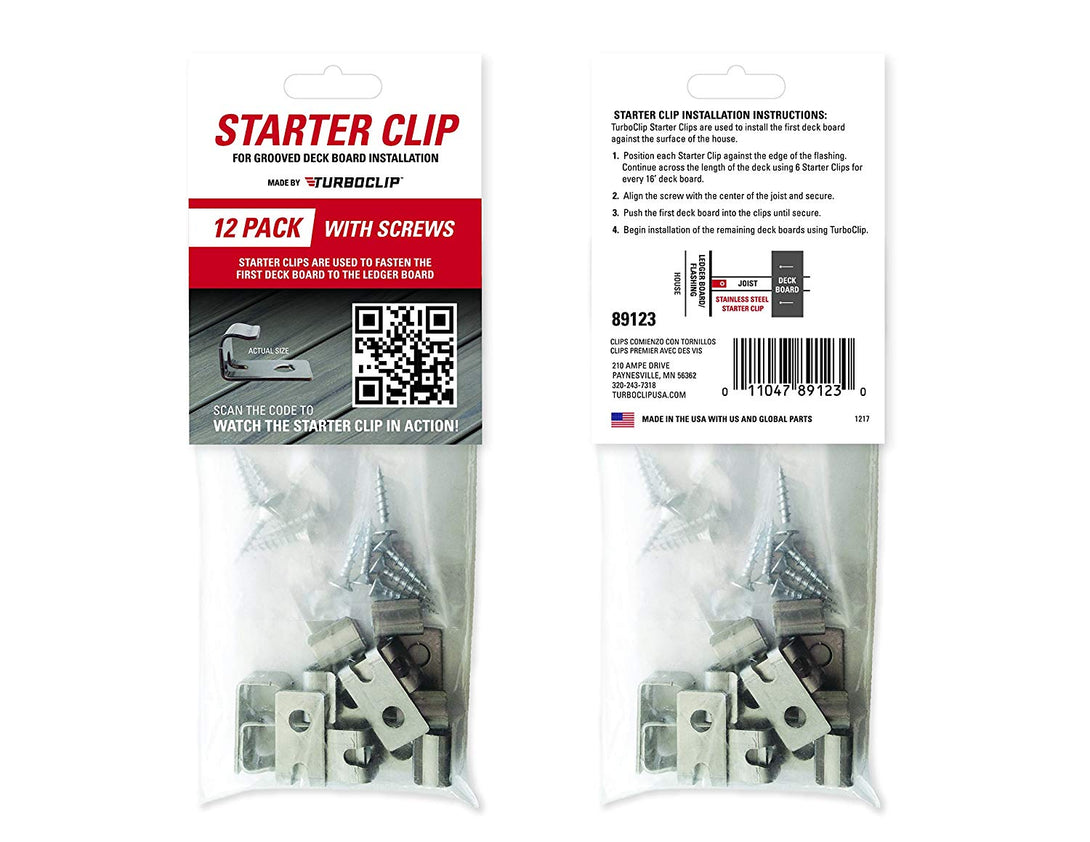 TurboClip 89123 Stainless Steel Starter Deck Clips, 12/Box