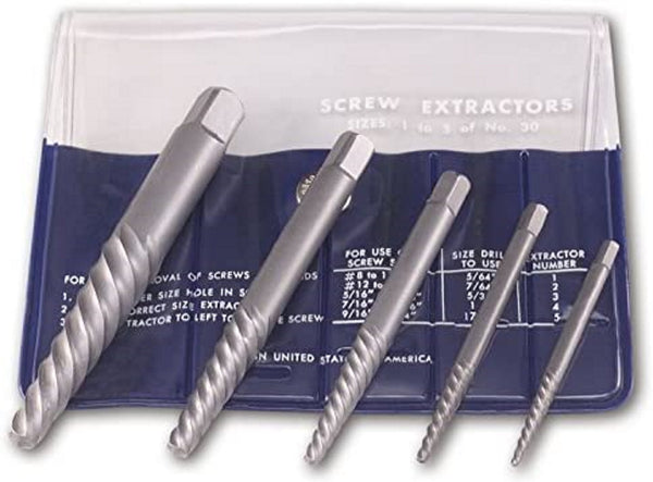 Chicago Latrobe 65035 800 Series Screw Extractor Set, Wire, #1 - #5, 5 Piece Set