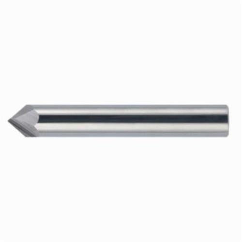 Bassett MCH-2R Series Solid Carbide End Mill, Uncoated (Bright) Finish, 2 Flute, 82 Degrees Profile Angle, Chamfer End, 0.36" Cutting Length, 1/4" Cutting Diameter, 2-1/2" Length, 1/Box