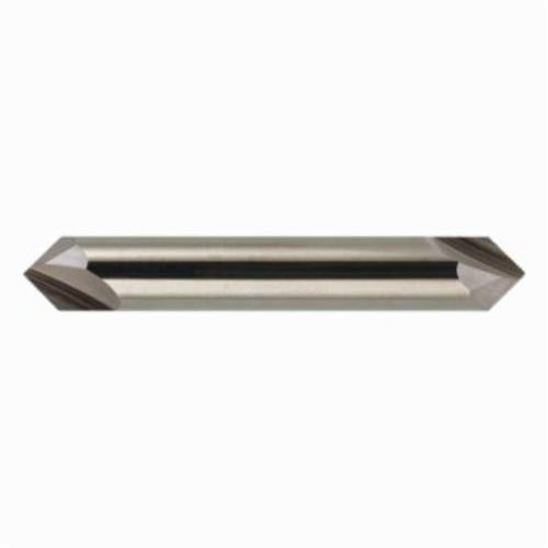 Bassett MCH-2D Series Solid Carbide End Mill, Uncoated Bright Finish, 2 Flute, 90 Degrees Profile Angle, Chamfer End, 0.36" Cutting Length, 1/4" Cutting Diameter, 2-1/2" Length, 1/Box