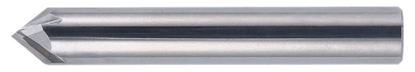 Bassett MCH-4R Series Solid Carbide End Mill, Bright Finish, 4 Flute, 90 Degrees Profile Angle, Chamfer End, 0.3 in. Cutting Length, 1/4 in. Cutting Diameter, 2-1/2 in. Length, 1/Box