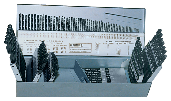 Cle-Line C21127 Style 1899 High Speed Steel General Purpose Jobber Length Drill Set, Steam Oxide Finish, 1/16" - 1/2" Size, 115 Piece Set