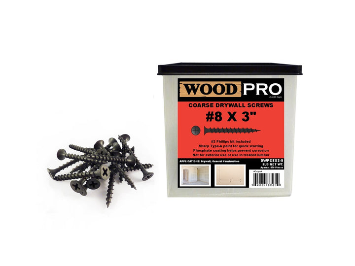 WoodPro DWPC8X3-5 #8 x 3 in. Grey phosphate Finish Drywall Screws, 470/Box