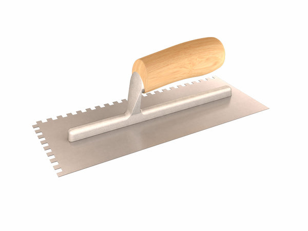 Bon 14-320 Notched Trowel - 1/4-in. Square - Wood Handle