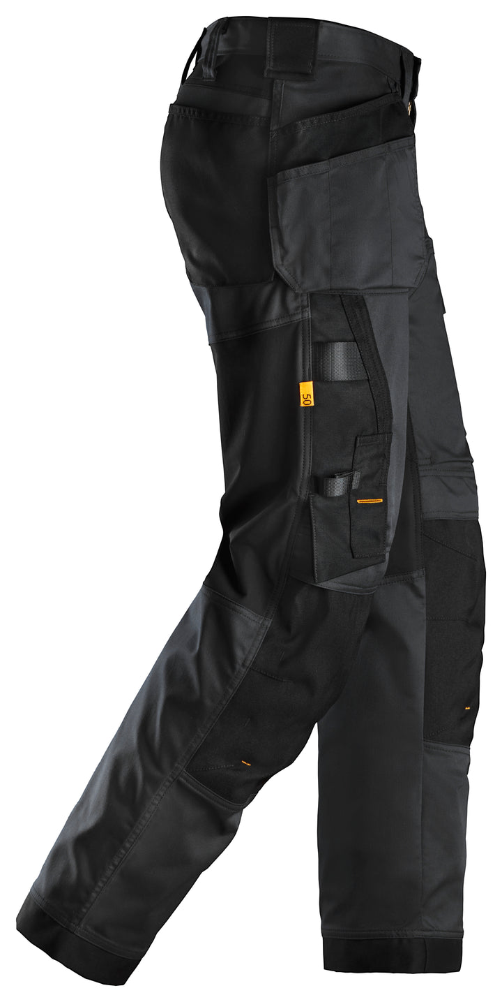 U6251 0404 4232 AllroundWork Stretch Loose Fit Work Pants + Holster Pockets Black/Black - 42/32