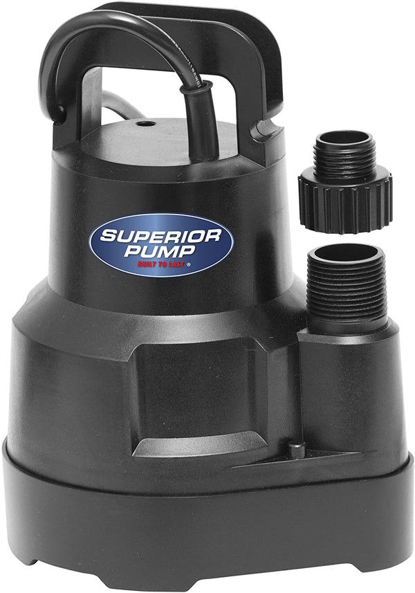 Superior Pump 91016 Thermoplastic Oil-free Utility Pump, 1/6 HP, Black