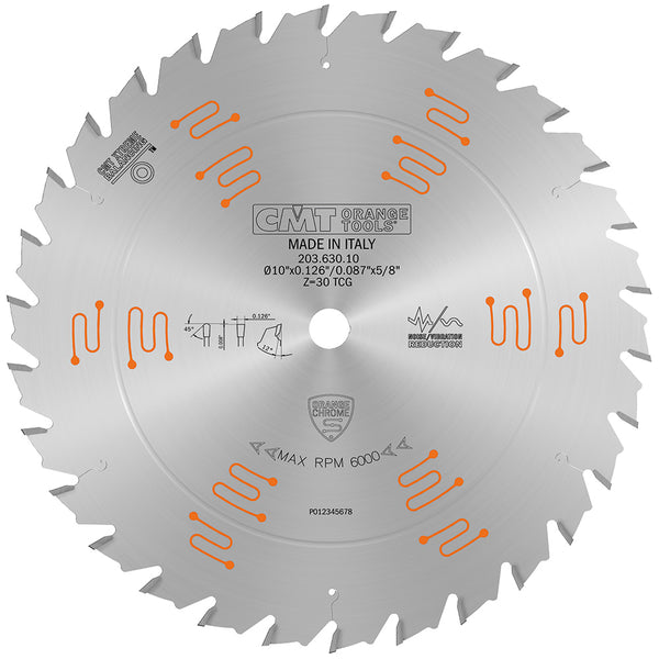 CMT 203.630.10 Orange Chrome Glue LINE Ripping Blade 10" x T30 TCG