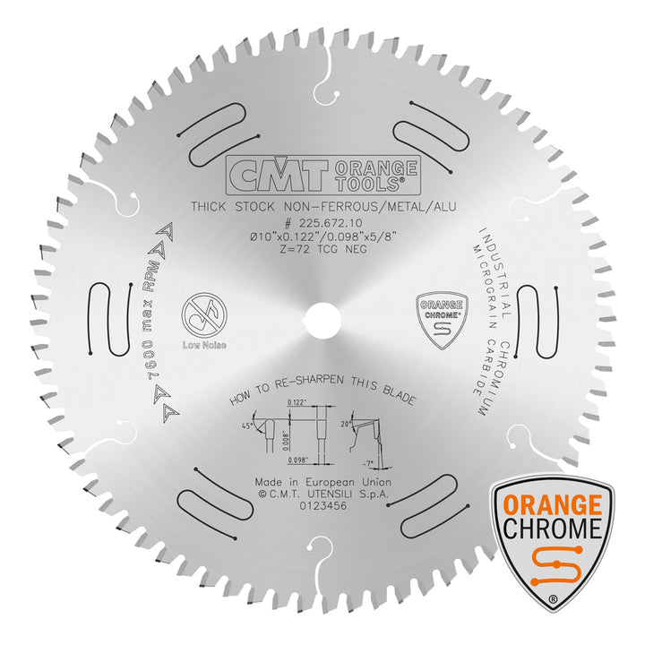 CMT 225.060.08 Industrial Non-Ferrous Metal, PVC & Melamine Saw Blade, 8-1/2-Inch x 60 Teeth TCG Grind with 5/8-Inch Bore