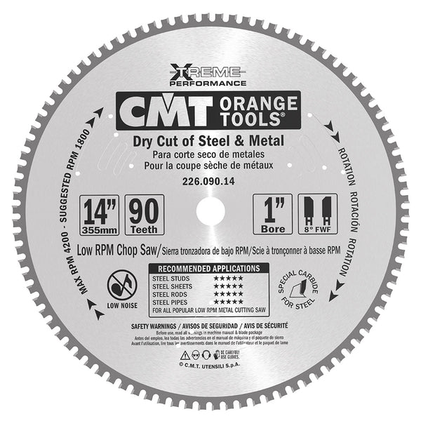 CMT 226.060.10 Industrial Dry Cut Steel Saw Blade, 10-Inch x 60 Teeth 8° FWF Grind with 5/8-Inch Bore