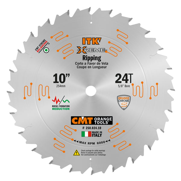 CMT 250.024.10 ITK XTreme Industrial Rip Saw Blade, 10-Inch x 24 Teeth ATB Grind with 5/8-Inch Bore