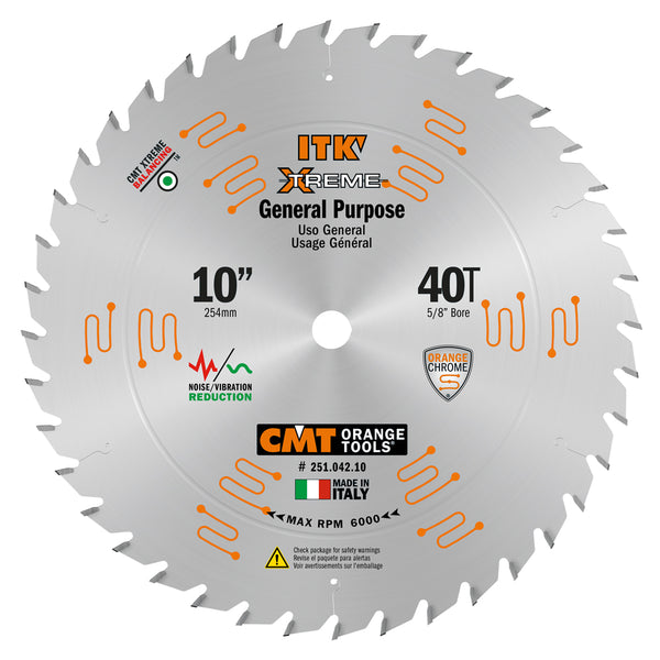 CMT 251.042.10 ITK XTreme General Purpose Saw Blade, 10-Inch x 40 Teeth ATB Grind with 5/8-Inch Bore