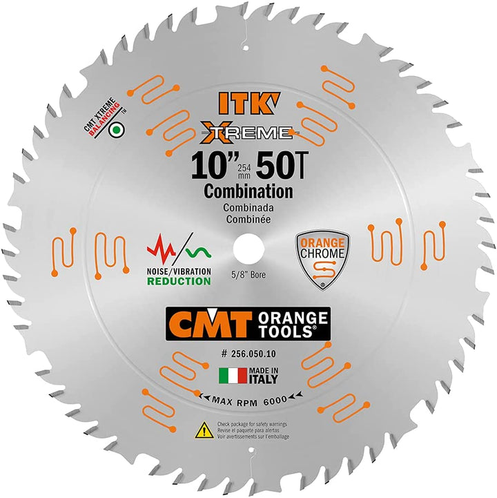 CMT 256.050.10 ITK XTreme Industrial Combination Saw Blade, 10-Inch x 50 Teeth 4 ATB + 1 FLAT Grind with 5/8-Inch Bore