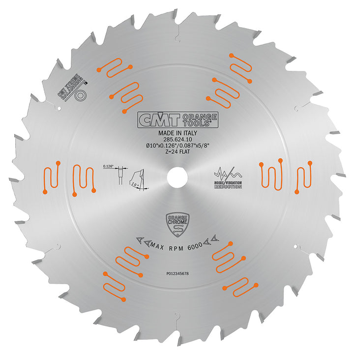 CMT ORANGE TOOLS 285.624.10 Orange Chrome Ripping Blade 10" x T24 Flat,Silver