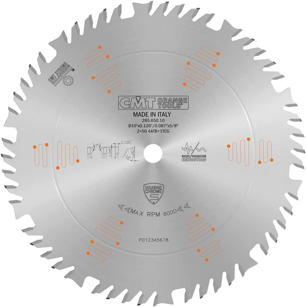 CMT 285.650.10 Orange Chrome Combination Blade 10" x T50 ATB+TCG