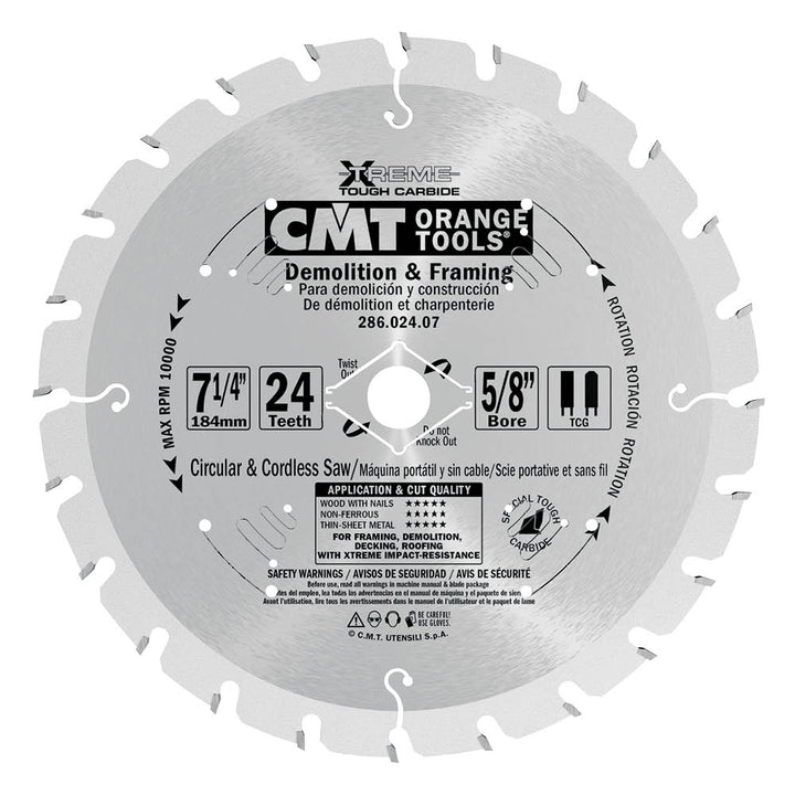 CMT 286.024.12 Demolition and Rescue Saw Blade and 12-Inch by 24 Teeth TCG Grind with 1-Inch Bore