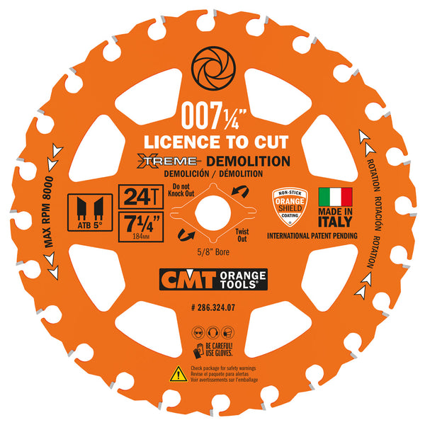 CMT Orange Tools 286.324.07 ITK XTREME FRAMING BLADE 7-1/4"x T24 (Carded)