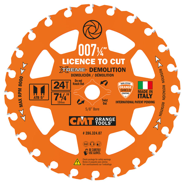 CMT Orange Tools 286.324.07 ITK XTREME FRAMING BLADE 7-1/4"x T24 Carded