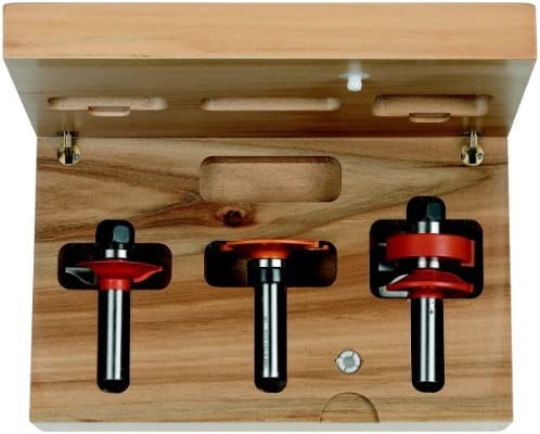 CMT 855.803.11 3-Piece Glass Panel Set in Hardwood Case, 1/2-Inch Shank, Carbide-Tipped