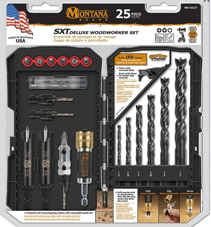 Montana Brands MB-63127 25 Piece Deluxe Woodworkers Drill/Bit Set