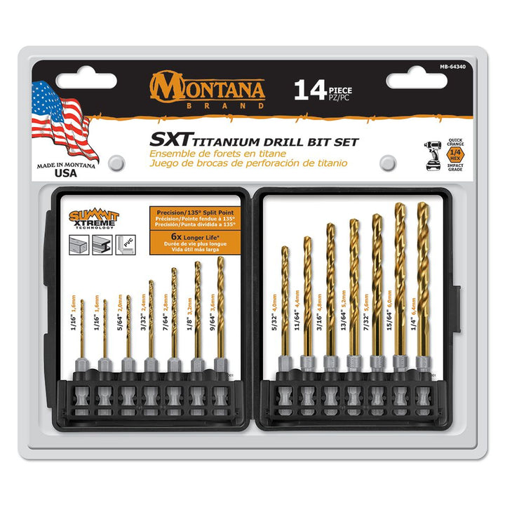 Montana Brands MB-64340 14 Piece Titanium Coated Drill Bit Set