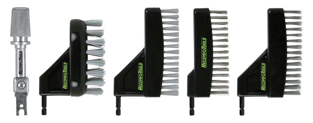 Reciprotools RCT-5PC-BK 5 PC Stainless Steel/Nylon Scrub Brush Kit for Recipro