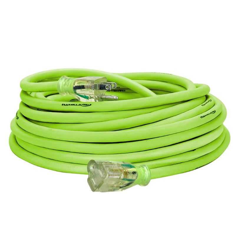 Prime FZ512830 50ft. 12/3 SJTW Flexzilla Green Outdoor Ext Cord w/ Green Power Indicator Light