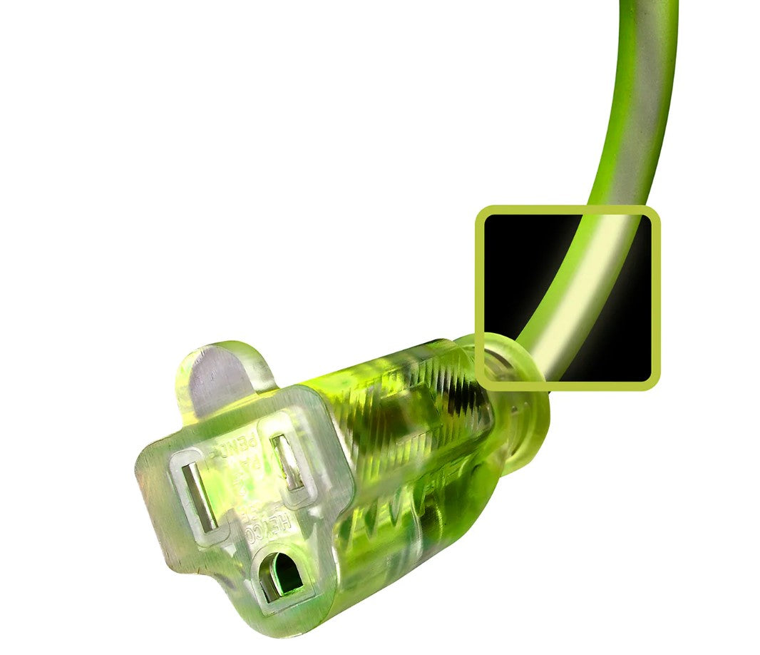 Prime FZ512830 50ft. 12/3 SJTW Flexzilla Green Outdoor Ext Cord w/ Green Power Indicator Light