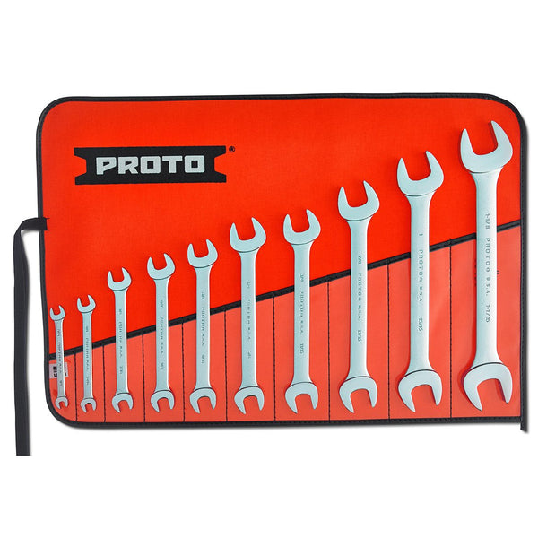 Stanley Proto J3000H Satin Alloy Steel Open End Wrench, 10 Piece Set