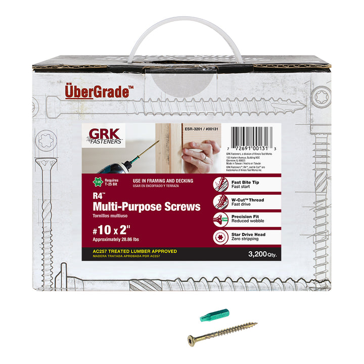 GRK 00131 R4 #10 by 2-Inch Bulk Box Screw, 3200 Pieces Per Box