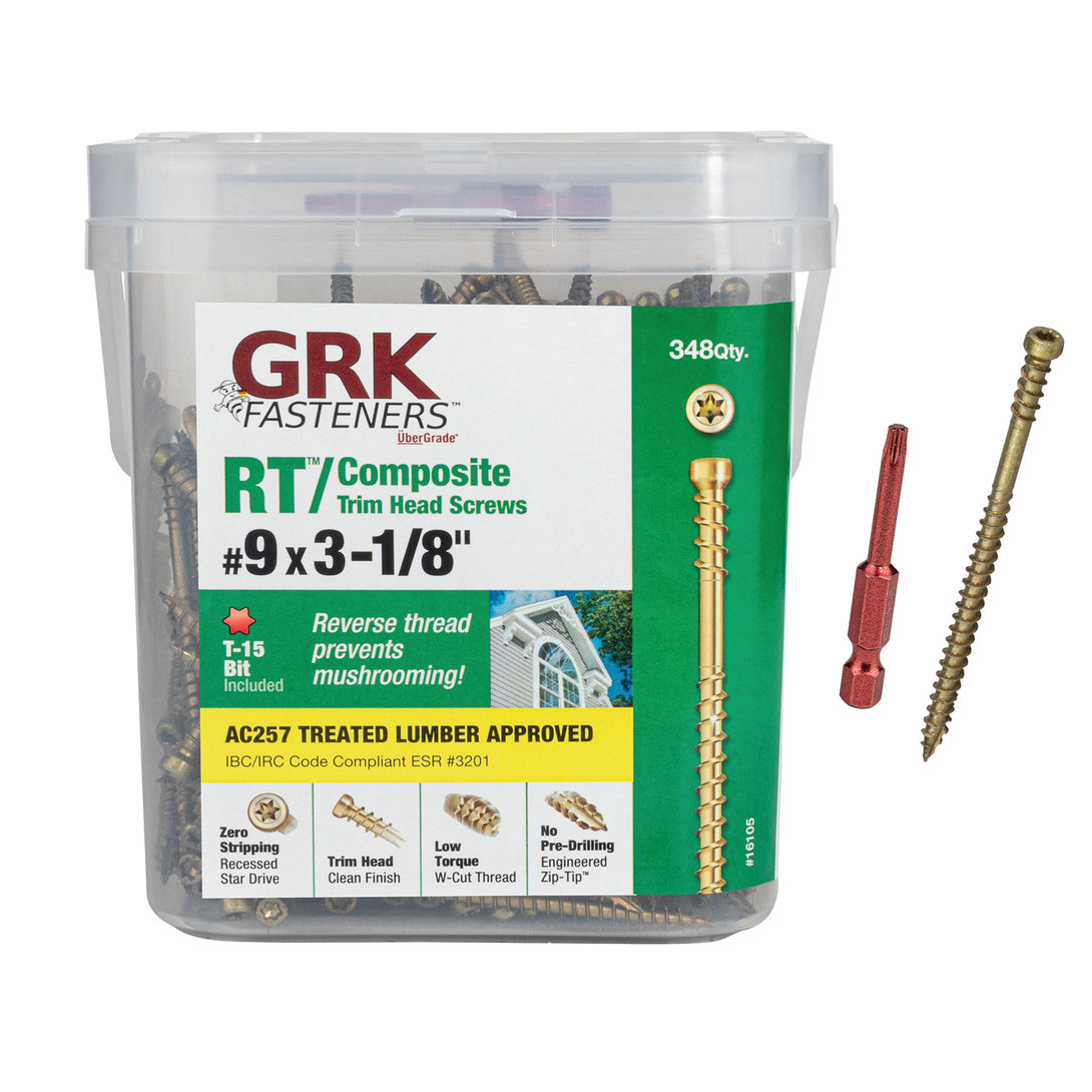 GRK 16105 RT ProPak Trim Head Composite Deck Screws, 9 by 3-1/8-Inch, 348-Count