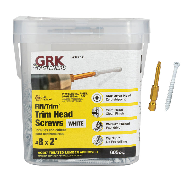 GRK Screws 16828 #8x2 Star Drive Trim Head Climatek Steel FIN/Trim Screws, 605/Box