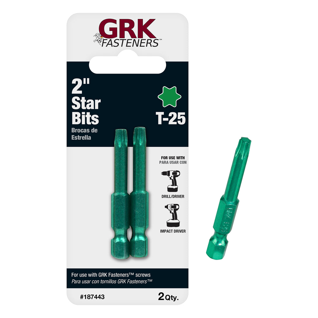 GRK Screws 86443 T-25 2 in. Star Bit, 25/Box