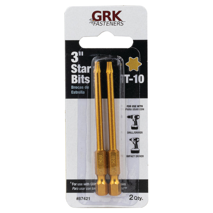 GRK 87421 T-10 3 in. Yellow Bits, 2/Box