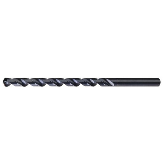 Cleveland 950E High Speed Steel Extra Long Length Drill Bit, Black Oxide, Round Shank, 118 Degree Notched Point, 1/4 in. Dia. x 8 in. Lg, 1/Box