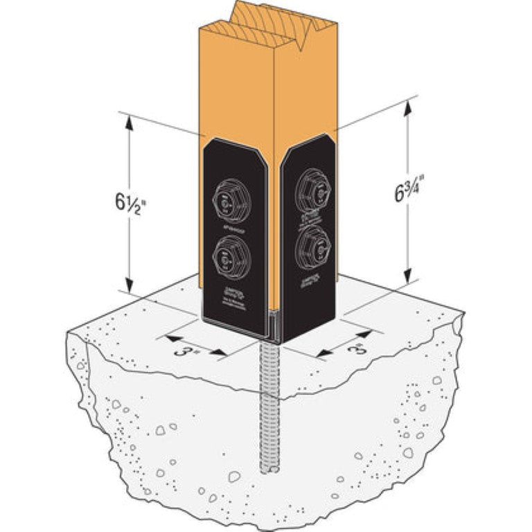 Simpson Strong-Tie APVB44DSP Outdoor Accents® Avant Collection™ ZMAX®, Black Post Base Side Plate for 4x Qty-2
