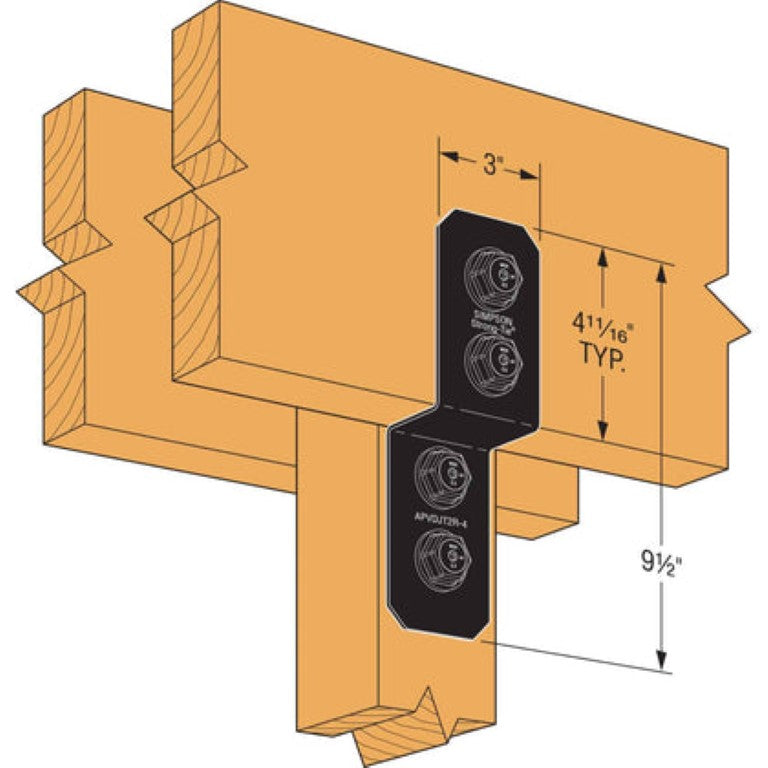 Simpson Strong-Tie APVDJT2R-4 Outdoor Accents® Avant Collection™ 3 in. ZMAX®, Black Powder-Coated Deck Joist Tie for Rough 2x, 24-Pack
