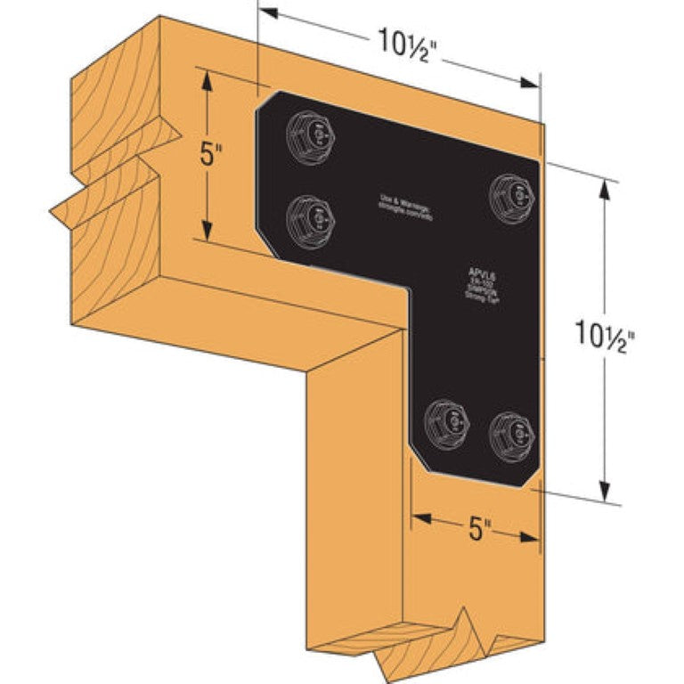 Simpson Strong-Tie APVL6 Outdoor Accents® Avant Collection™ ZMAX®, Black Powder-Coated L Strap for 6x6, 8-Pack